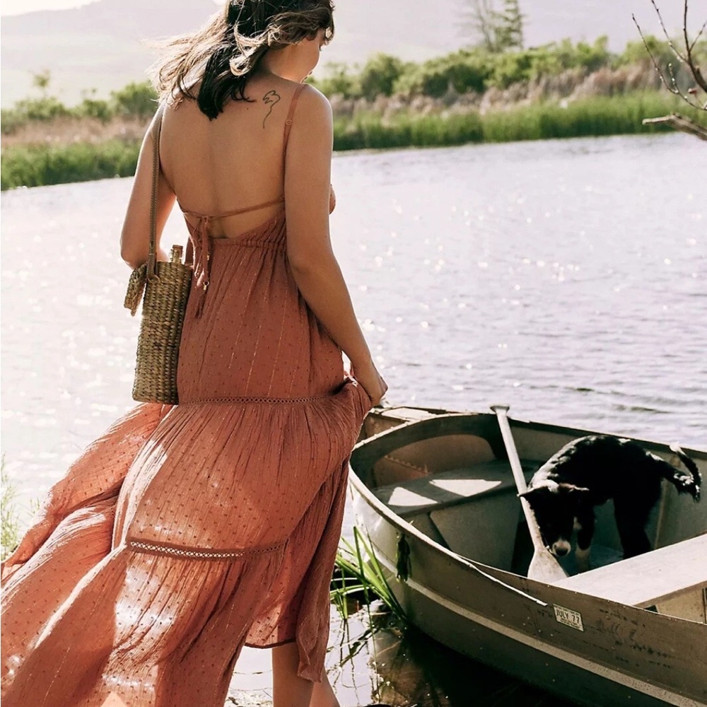 Anthropology L*Space orange sunrise escape maxi dress